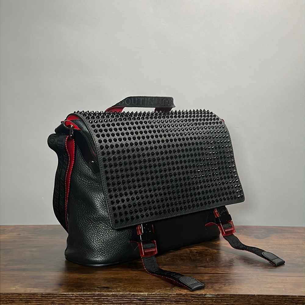 Christian Louboutin Messenger, spiked leather bag!